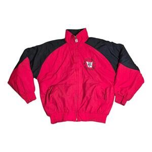 Vintage 90s Wisconsin Badgers Logo 7 Red Black Nylon Jacket Size M Made in Korea